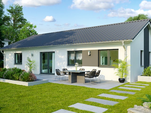 Massivhaus Kolding von HELMA MASSIVHAUS Schlüsselfertig ab 333050€, Bungalow Außenansicht 1