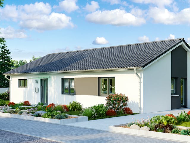 Massivhaus Kolding von HELMA MASSIVHAUS Schlüsselfertig ab 333050€, Bungalow Außenansicht 2