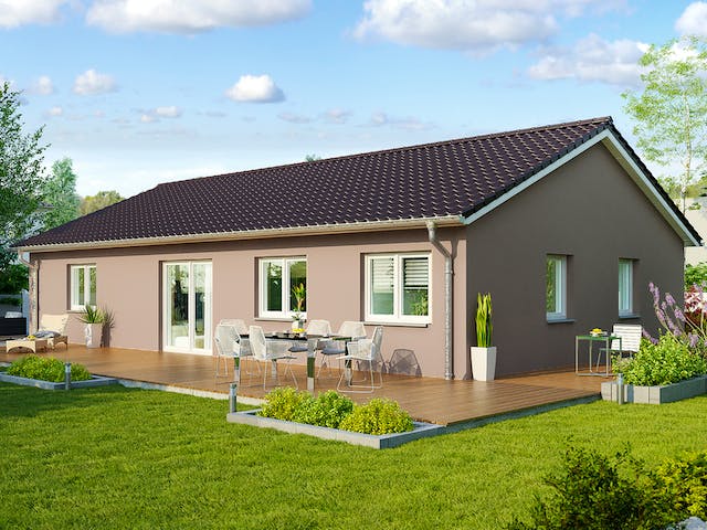 Massivhaus Kolding mit ELW von HELMA MASSIVHAUS Schlüsselfertig ab 343700€, Bungalow Außenansicht 1