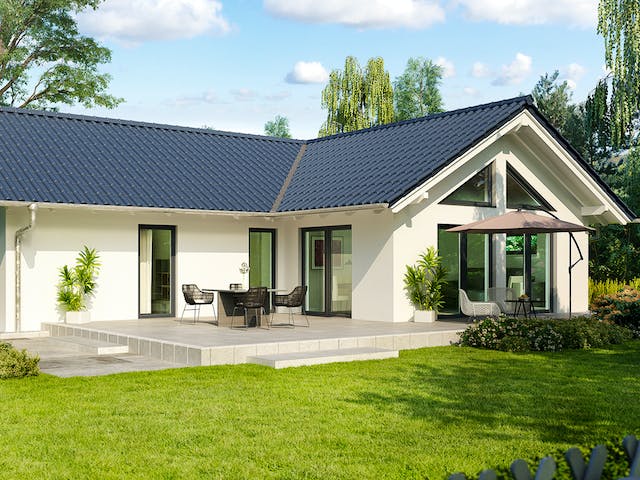 Massivhaus Kopenhagen von HELMA MASSIVHAUS Schlüsselfertig ab 340100€, Bungalow Außenansicht 3