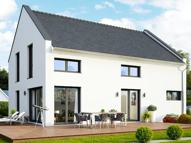 Massivhaus Lübeck von HELMA MASSIVHAUS Schlüsselfertig ab 366150€, Satteldach-Klassiker Außenansicht 1