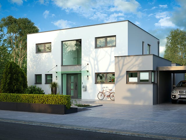 Massivhaus Lugano von HELMA MASSIVHAUS Schlüsselfertig ab 480750€, Cubushaus Außenansicht 2