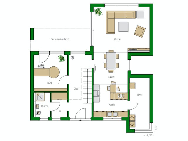 Massivhaus Lugano von HELMA MASSIVHAUS Schlüsselfertig ab 480750€, Cubushaus Grundriss 1