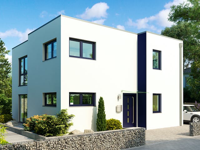 Massivhaus Malaga von HELMA MASSIVHAUS Schlüsselfertig ab 369700€, Cubushaus Außenansicht 2