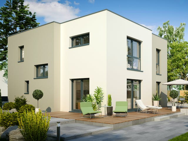Massivhaus Malaga von HELMA MASSIVHAUS Schlüsselfertig ab 369700€, Cubushaus Außenansicht 3