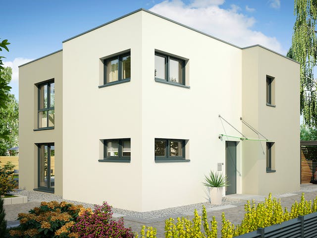 Massivhaus Malaga von HELMA MASSIVHAUS Schlüsselfertig ab 369700€, Cubushaus Außenansicht 4