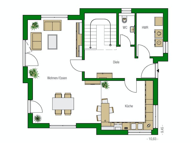 Massivhaus Malaga von HELMA MASSIVHAUS Schlüsselfertig ab 369700€, Cubushaus Grundriss 1