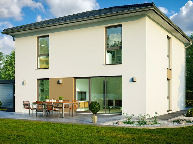 Massivhaus Modena von HELMA MASSIVHAUS Schlüsselfertig ab 339400€, Stadtvilla Außenansicht 1