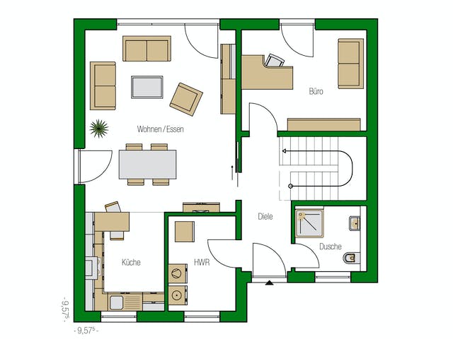 Massivhaus Modena von HELMA MASSIVHAUS Schlüsselfertig ab 339400€, Stadtvilla Grundriss 1