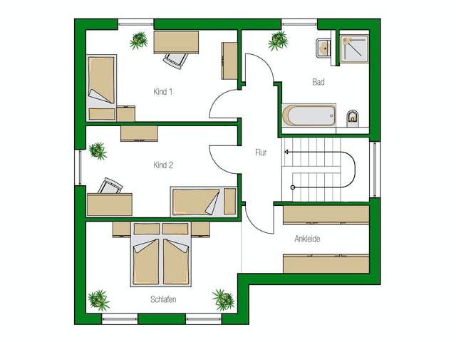Massivhaus Modena von HELMA MASSIVHAUS Schlüsselfertig ab 339400€, Stadtvilla Grundriss 2