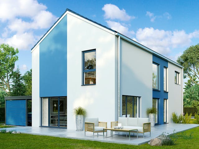 Massivhaus Nürnberg von HELMA MASSIVHAUS Schlüsselfertig ab 378000€, Satteldach-Klassiker Außenansicht 1