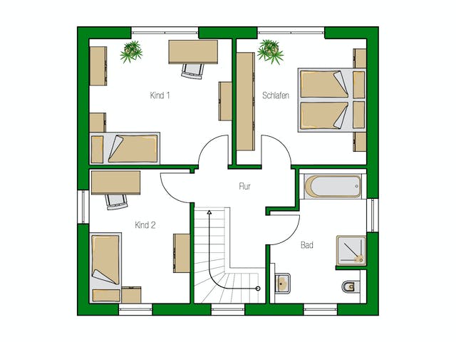 Massivhaus Potsdam von HELMA MASSIVHAUS Schlüsselfertig ab 308950€, Stadtvilla Grundriss 2