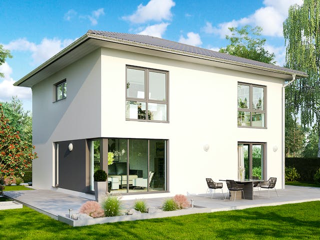Massivhaus Ravenna von HELMA MASSIVHAUS Schlüsselfertig ab 375250€, Stadtvilla Außenansicht 1