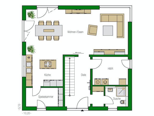 Massivhaus Ravenna von HELMA MASSIVHAUS Schlüsselfertig ab 375250€, Stadtvilla Grundriss 1