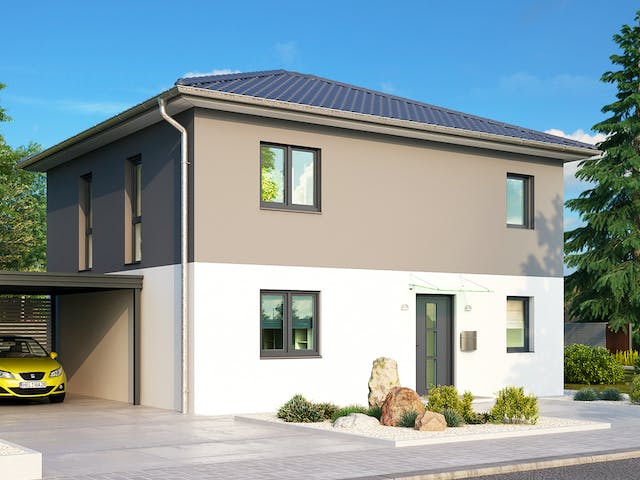 Massivhaus Toulouse von HELMA MASSIVHAUS Schlüsselfertig ab 322850€, Stadtvilla Außenansicht 2