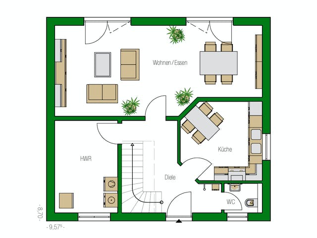 Massivhaus Toulouse von HELMA MASSIVHAUS Schlüsselfertig ab 322850€, Stadtvilla Grundriss 1