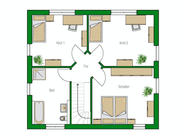 Massivhaus Toulouse von HELMA MASSIVHAUS Schlüsselfertig ab 322850€, Stadtvilla Grundriss 2