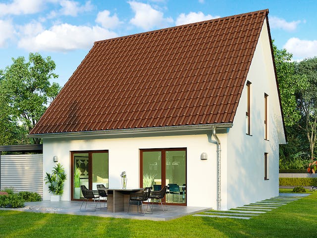 Massivhaus Turin von HELMA MASSIVHAUS Schlüsselfertig ab 298650€, Satteldach-Klassiker Außenansicht 1