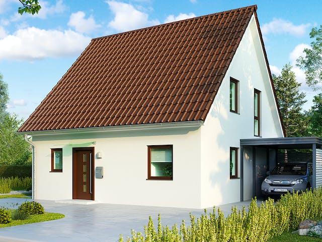 Massivhaus Turin von HELMA MASSIVHAUS Schlüsselfertig ab 298650€, Satteldach-Klassiker Außenansicht 2