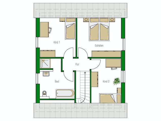 Massivhaus Turin von HELMA MASSIVHAUS Schlüsselfertig ab 298650€, Satteldach-Klassiker Grundriss 2