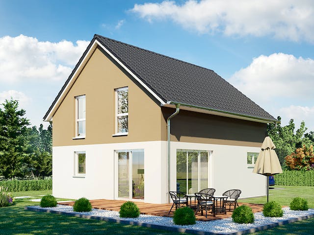 Massivhaus Ulm von HELMA MASSIVHAUS Schlüsselfertig ab 294600€, Satteldach-Klassiker Außenansicht 2