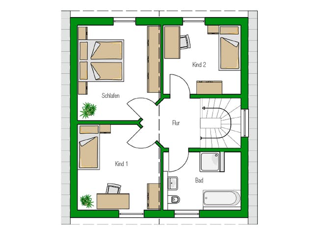 Massivhaus Ulm von HELMA MASSIVHAUS Schlüsselfertig ab 294600€, Satteldach-Klassiker Grundriss 2