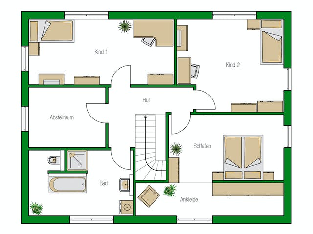 Massivhaus Utrecht von HELMA MASSIVHAUS Schlüsselfertig ab 454700€, Stadtvilla Grundriss 2