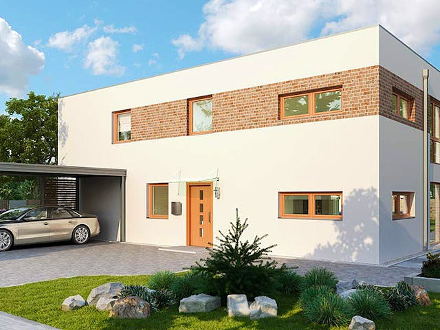 Massivhaus Venlo von HELMA MASSIVHAUS Schlüsselfertig ab 557000€, Cubushaus Außenansicht 1