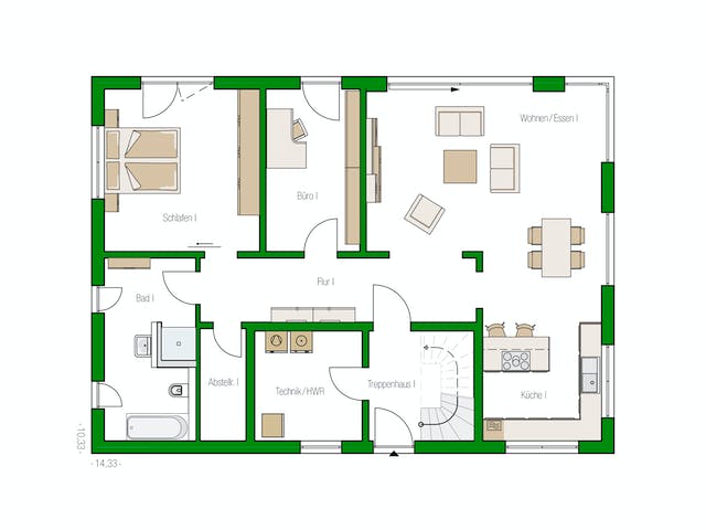 Massivhaus Venlo von HELMA MASSIVHAUS Schlüsselfertig ab 557000€, Cubushaus Grundriss 1