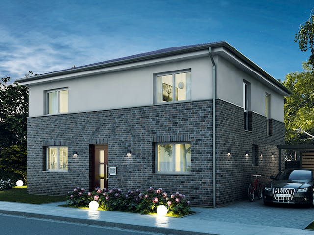 Massivhaus Verona von HELMA MASSIVHAUS Schlüsselfertig ab 376500€, Stadtvilla Außenansicht 1