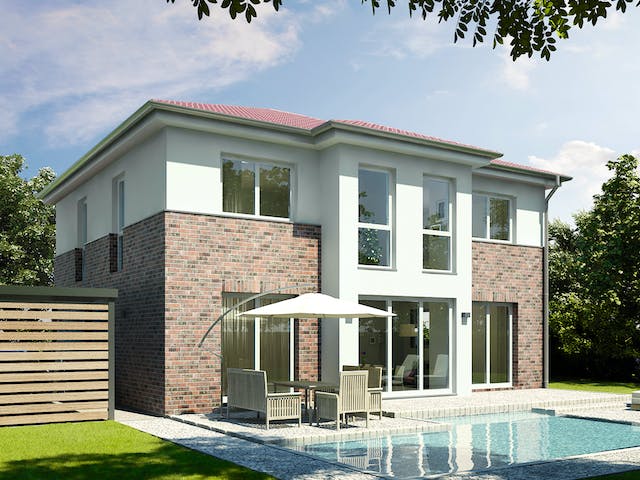 Massivhaus Verona von HELMA MASSIVHAUS Schlüsselfertig ab 376500€, Stadtvilla Außenansicht 2