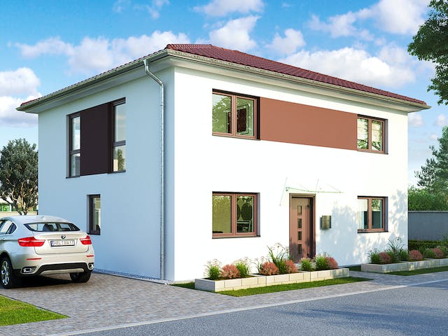 Massivhaus Verona von HELMA MASSIVHAUS Schlüsselfertig ab 376500€, Stadtvilla Außenansicht 3