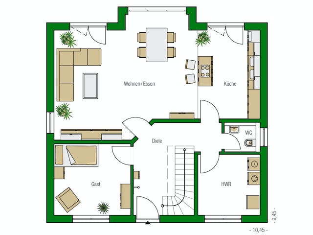 Massivhaus Verona von HELMA MASSIVHAUS Schlüsselfertig ab 376500€, Stadtvilla Grundriss 1