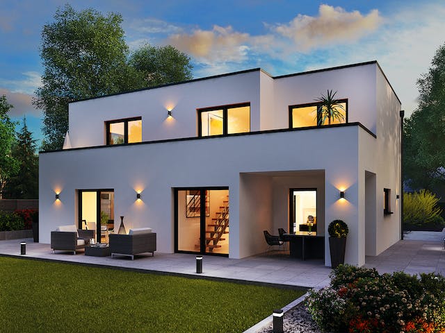 Massivhaus Weimar von HELMA MASSIVHAUS Schlüsselfertig ab 425100€, Cubushaus Außenansicht 1