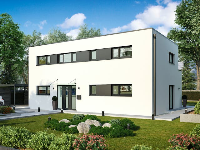 Massivhaus Weimar von HELMA MASSIVHAUS Schlüsselfertig ab 425100€, Cubushaus Außenansicht 2