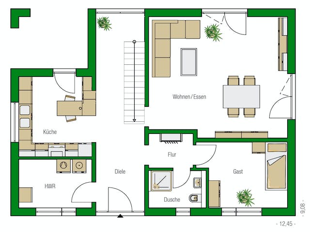 Massivhaus Weimar von HELMA MASSIVHAUS Schlüsselfertig ab 425100€, Cubushaus Grundriss 1
