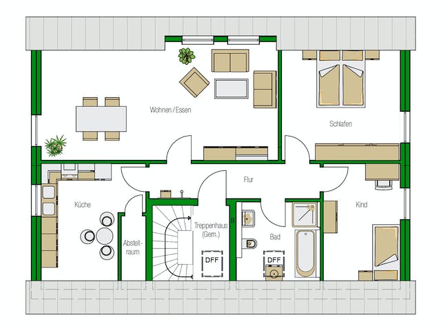 Massivhaus Zürich von HELMA MASSIVHAUS Schlüsselfertig ab 454700€, Satteldach-Klassiker Grundriss 2