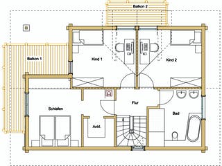 Blockhaus B138 Görlitz von Frammelsberger R. Ingenieur-Holzbau, Blockhaus Grundriss 2