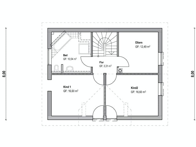 Fertighaus Homestory 057 von Lehner Haus Schlüsselfertig ab 274170€, Satteldach-Klassiker Grundriss 2