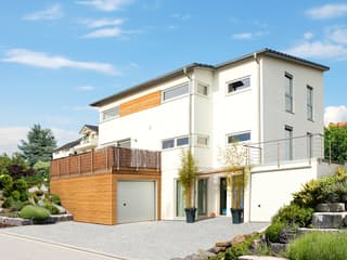 Fertighaus Homestory 188 von LEHNER HAUS Schlüsselfertig ab 366600€, Satteldach-Klassiker Außenansicht 1