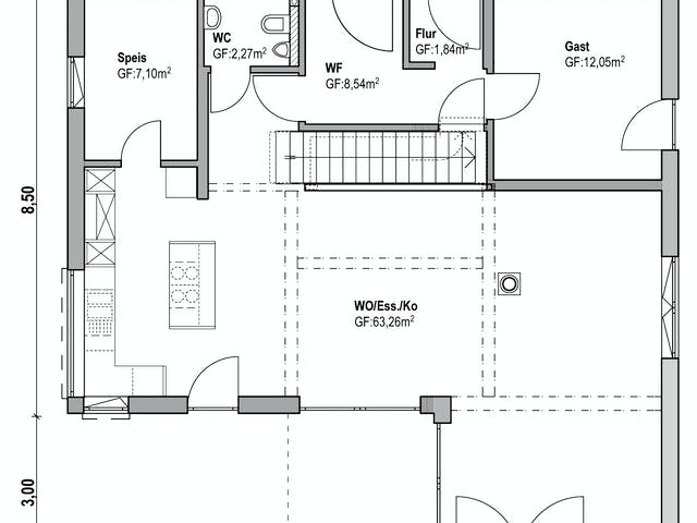 Fertighaus Homestory 43 von Lehner Haus Schlüsselfertig ab 455000€, Satteldach-Klassiker Grundriss 1
