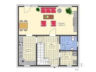 Massivhaus Marion II von HSE Massivhaus Schlüsselfertig ab 232040€, Satteldach-Klassiker Grundriss 1