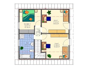 Massivhaus Marion II von HSE Massivhaus Schlüsselfertig ab 232040€, Satteldach-Klassiker Grundriss 2