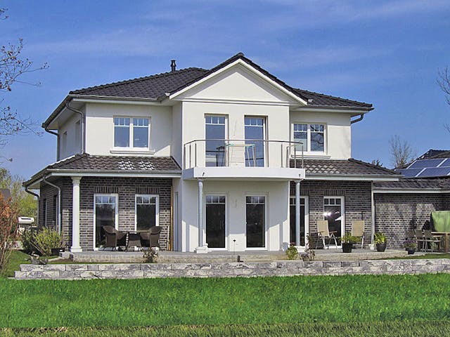 Massivhaus VarioToscana 185 von HSE - Massivhaus Schlüsselfertig ab 404540€, Stadtvilla Außenansicht 1