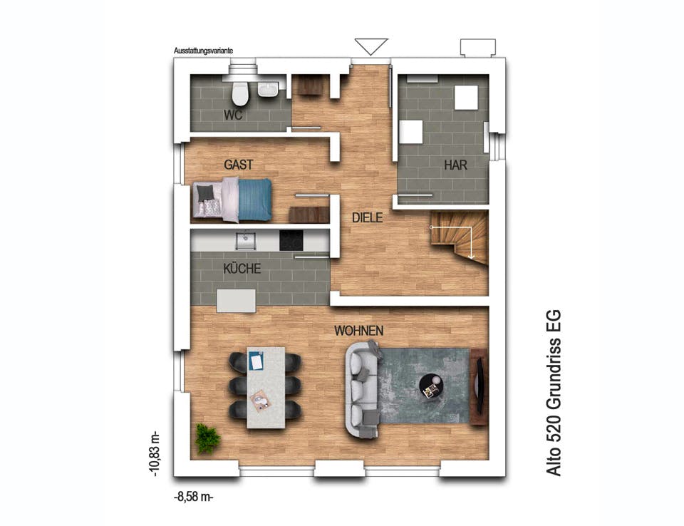 Massivhaus Alto 520 von Heinz von Heiden Schlüsselfertig ab 286357.25€, Satteldach-Klassiker Grundriss 1