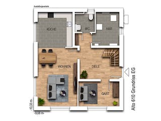 Massivhaus Alto 610 von Heinz von Heiden Zentrale Schlüsselfertig ab 297757.5€, Satteldach-Klassiker Grundriss 1