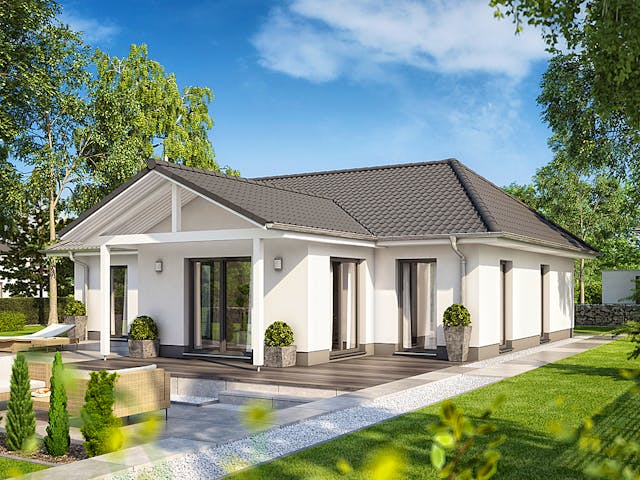Massivhaus Cumulus 980 von Heinz von Heiden Zentrale Schlüsselfertig ab 289403€, Bungalow Außenansicht 1