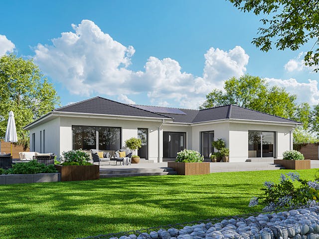 Massivhaus Cumulus H10 von Heinz von Heiden Zentrale Schlüsselfertig ab 437698€, Bungalow Außenansicht 1