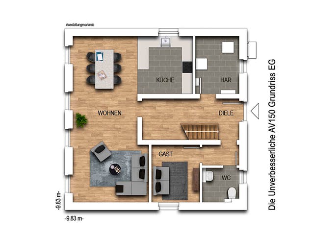 Massivhaus Die Unverbesserliche V150 von Heinz von Heiden Schlüsselfertig ab 243368.8€, Stadtvilla Grundriss 1