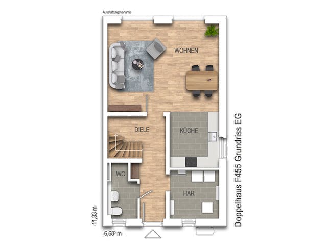 Massivhaus Doppelhaus F455 von Heinz von Heiden Schlüsselfertig ab 324849€, Cubushaus Grundriss 1